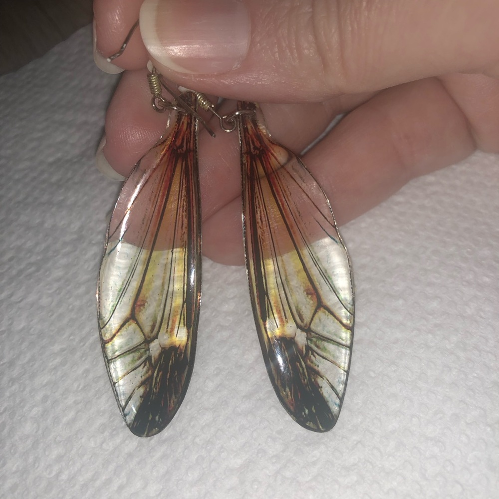 Resin transparent wing earrings from Etsy
